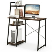 Topbuy Computer Desk Industrial Wood Study Desk w/Storage Shelf Writing Table Workstation Brown