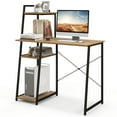 thumbnail image 1 of Topbuy Computer Desk Industrial Wood Study Desk w/Storage Shelf Writing Table Workstation Natural, 1 of 10