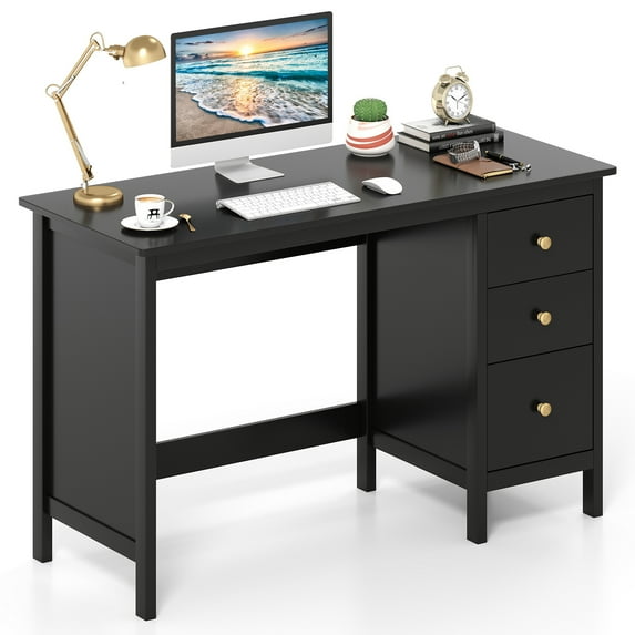 Topbuy Computer Desk Writing Table w/3 Drawers Workstation for Home Office Black