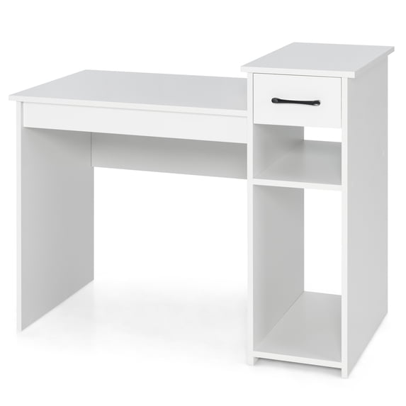 Topbuy Computer Desk with Storage Shelf Modern Study Desk with Drawer Multipurpose Home Office Desk Laptop Table