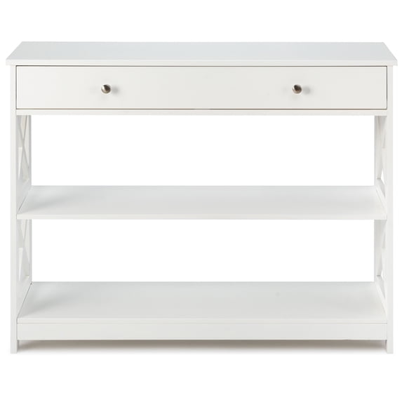 Topbuy Console Table Narrow Entry Table w/ Drawer & Shelves Sofa Table White