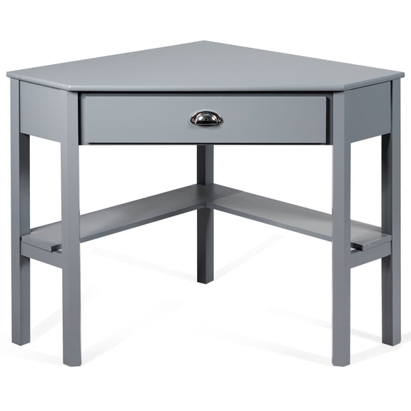 Topbuy Corner Computer Desk Table Wood Workstation Gray