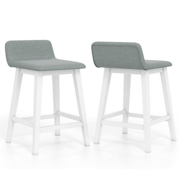 Topbuy Counter Height Stools Set of 2 24 Inch Low-Back High-Top Chairs w/ Padded Seat & Backrest White