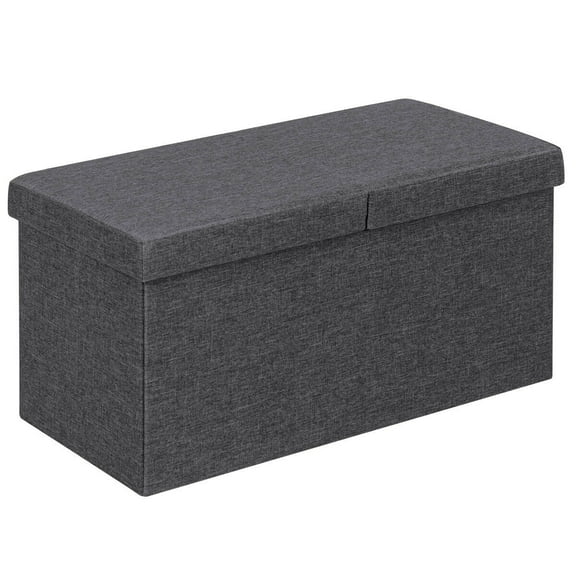 Topbuy Dark Grey 30" Storage Folding Ottoman with Lift Top Bed End Bench 80L Storage Space
