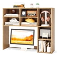 thumbnail image 1 of Topbuy Desktop Bookshelf 37" Countertop Storage Hutch with 7 Cubes & 3 Adjustable Shelves 3-Tier Desk Display Rack Organizer Desktop Hutch Natural, 1 of 10
