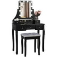 thumbnail image 1 of Topbuy Detachable Vanity Table Set Makeup Table with Mirror &Cushioned Stool Black, 1 of 5