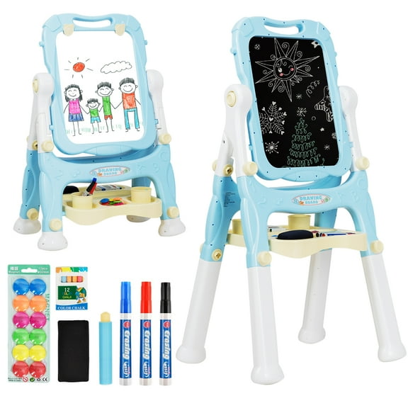 Topbuy Double Sided Art Easel Height Adjustable for Kids Blue