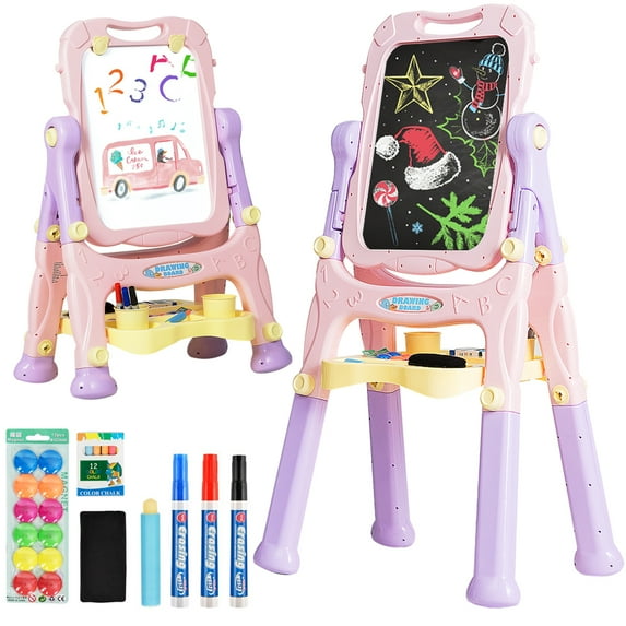 Topbuy Double Sided Art Easel Height Adjustable for Kids Purple
