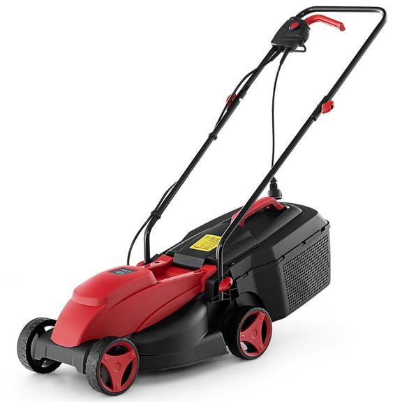 BLACK JAGUAR Electric Lawn Mower 13" 10 Amp Corded Lawnmower with 25 L Grass Collection Box Red