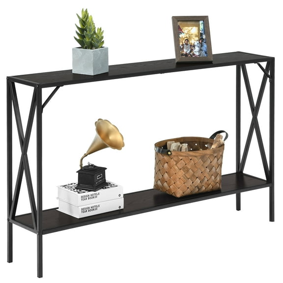Topbuy Entryway Table Console Table 2 Tier Display Storage Shelf Brown