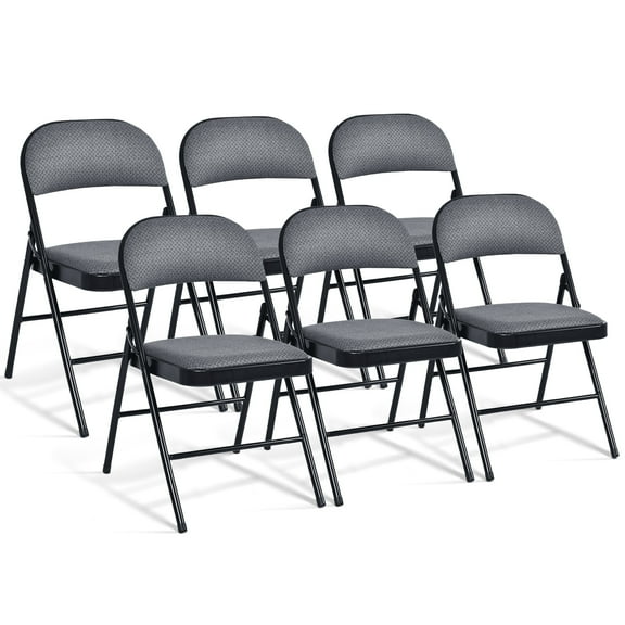 Topbuy Fabric Padded Folding Chair Portable Dining Chairs Pack of 6