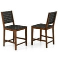 thumbnail image 1 of Topbuy Faux Leather Woven Bar Stools Set of 2 24 Inch Counter Height Bar Chairs with High Backrest Footrest, 1 of 8