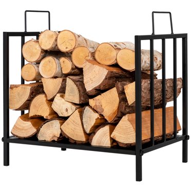 Volcann Metal Log Store With Storage Drawer – Heavy Duty, Indoor/Outdoor Firewood Rack