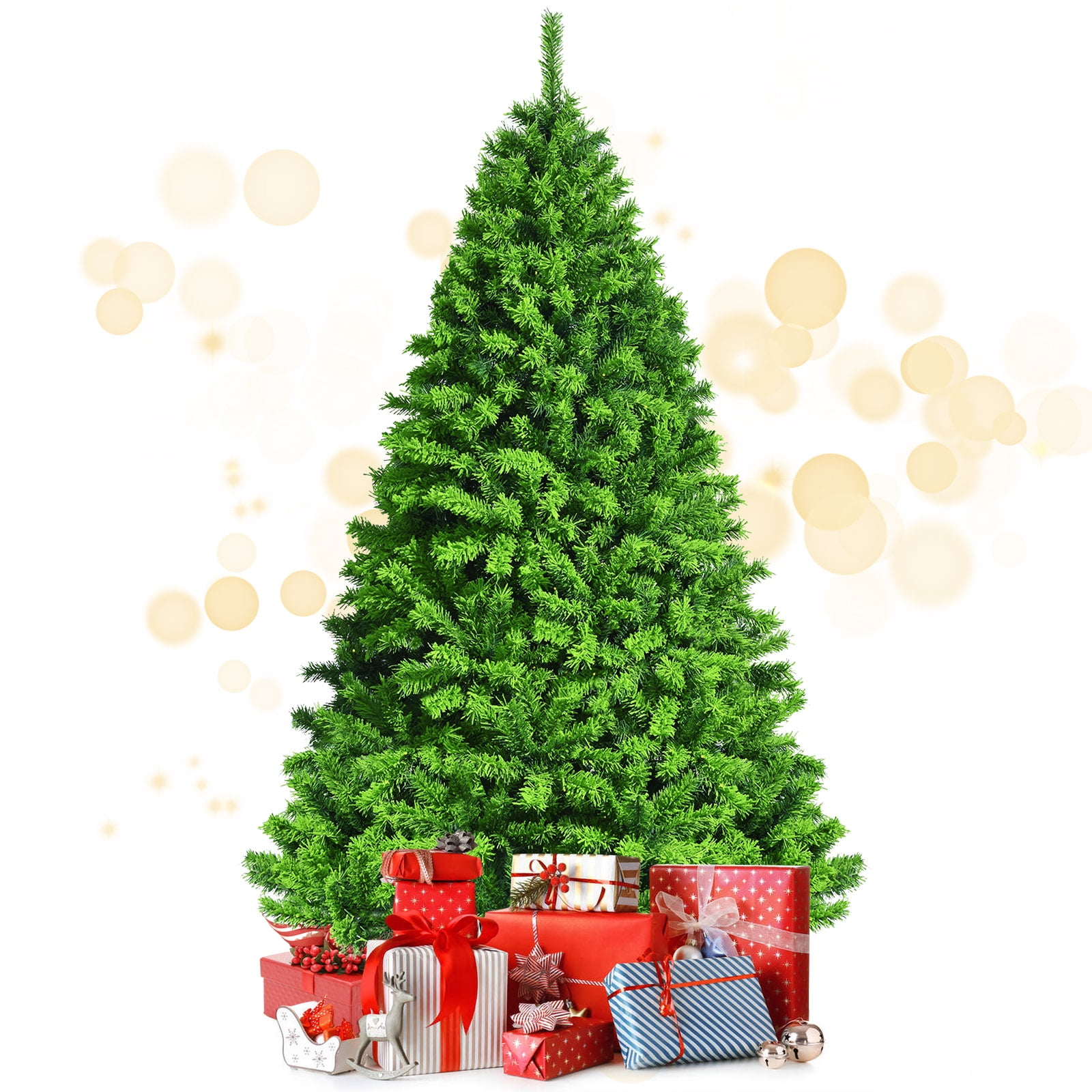 7.5' Green Pine Flocked Christmas Tree with Metal Stand
