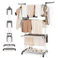 thumbnail image 1 of Topbuy Foldable Clothes Drying Rack Oversized 4-Tier Collapsible Laundry Rack w/ 3 Retractable Trays Hanger Holders, 1 of 9
