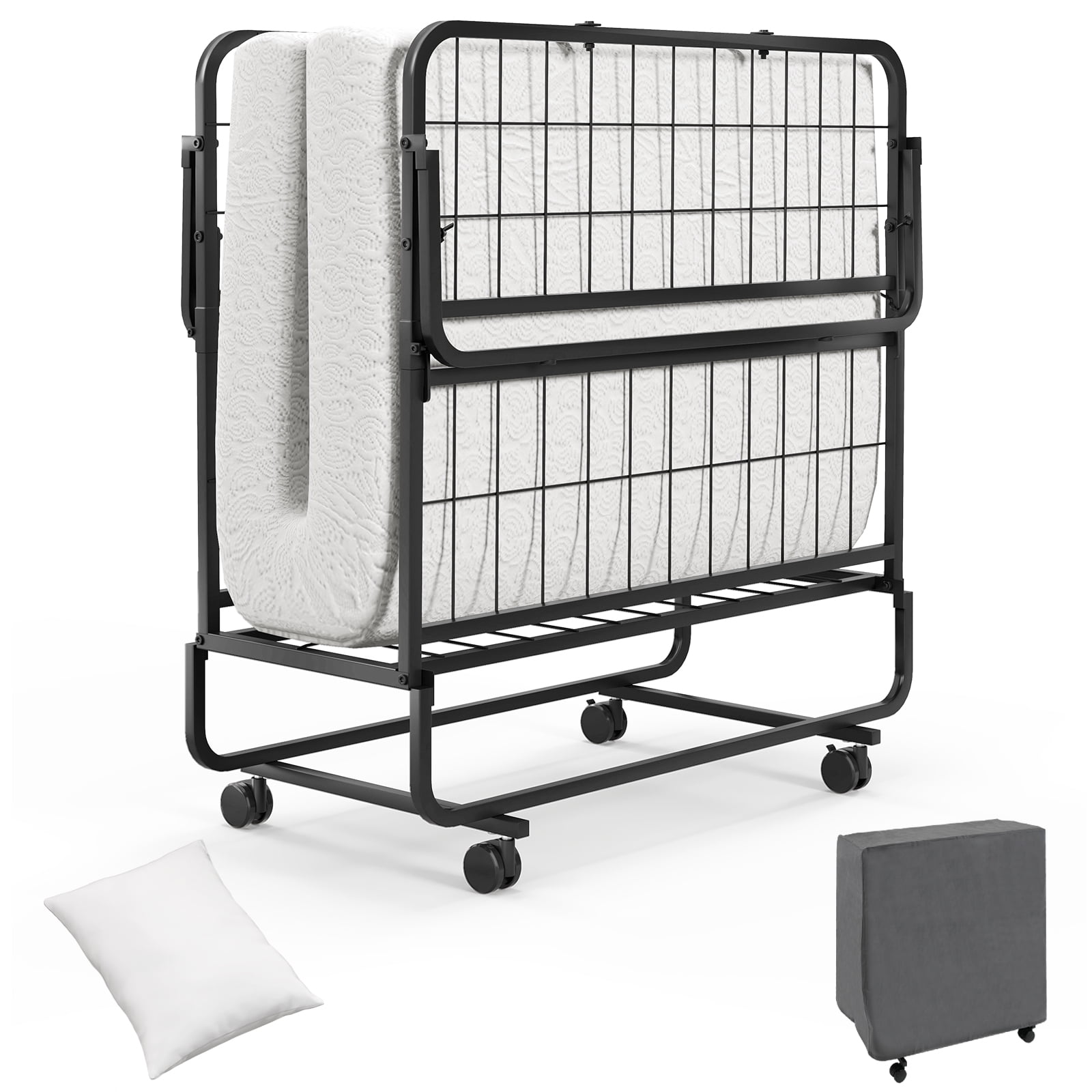 Topbuy Folding Bed, 75x39 Twin Size Rollaway with Memory Foam Mattress — free download