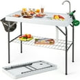 thumbnail image 1 of Topbuy Folding Fish Cleaning Table Fish Fillet Station w/ 360° Rotatable Faucet & Sink & Spray Nozzle & Drain Pipe Outdoor Camping Table, 1 of 8