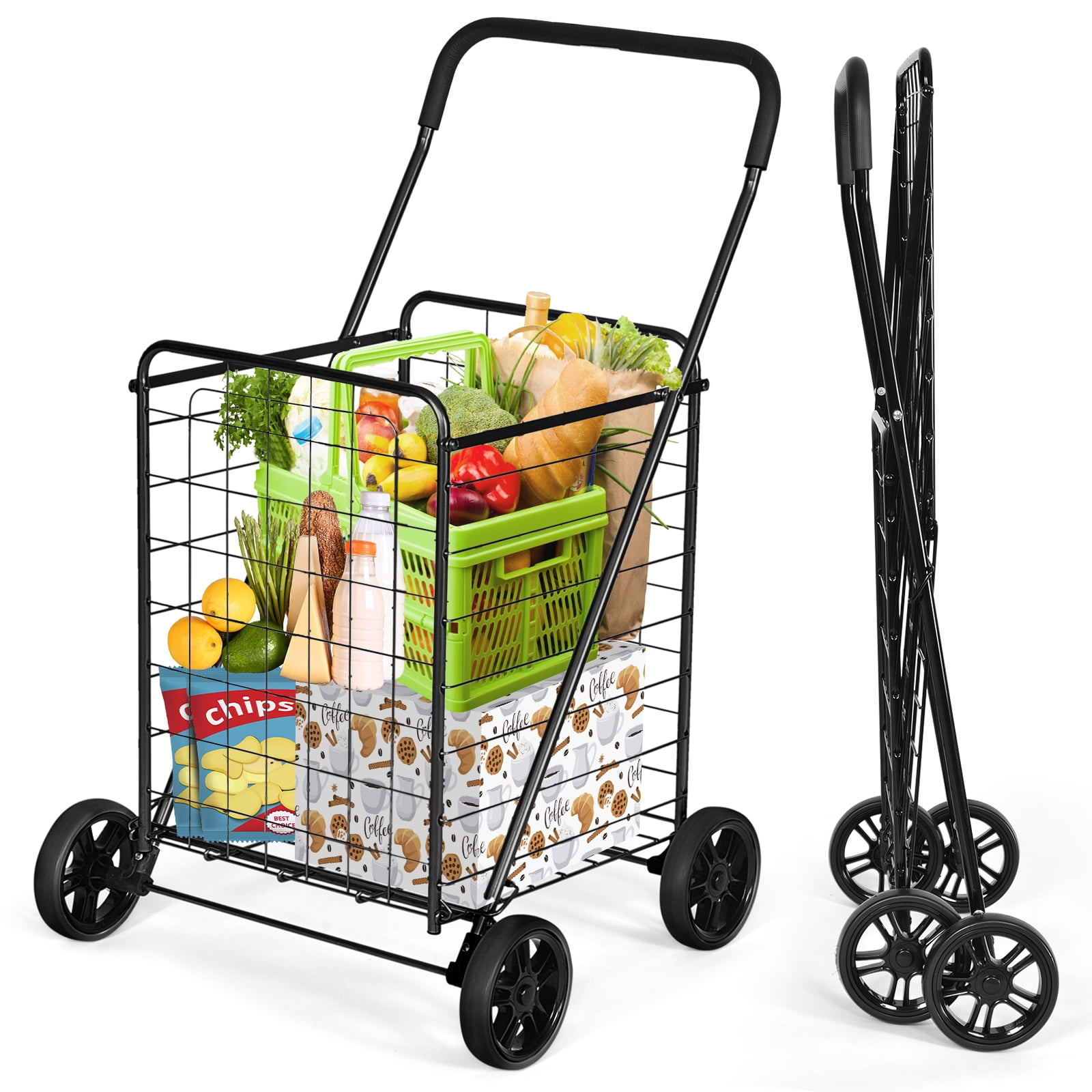 LUCKYREMORE 110 Lb. Capacity Foldable Utility Cart & Reviews