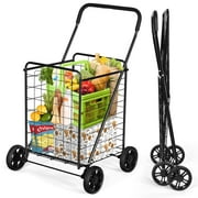 Topbuy Folding Shopping Cart Utility Trolley Grocery Cart with Wheels Black
