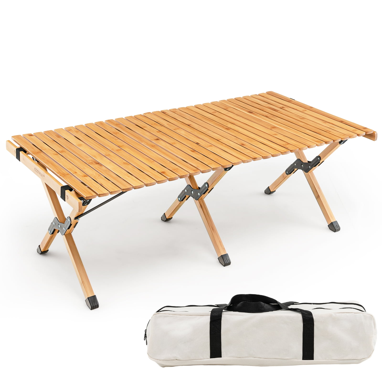 Topbuy Folding Wooden Camping Table Portable Picnic Table w/ Carry Bag