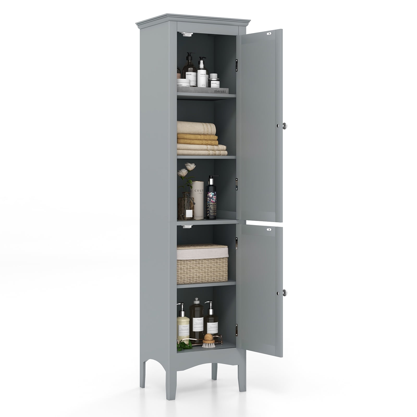 Topbuy Freestanding Bathroom Storage Tall Narrow Storage