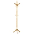 thumbnail image 1 of Topbuy Freestanding Coat Rack Solid Rubber Wood Hall Tree with 11 Hooks and 3 Height Options for Coats Natural, 1 of 9
