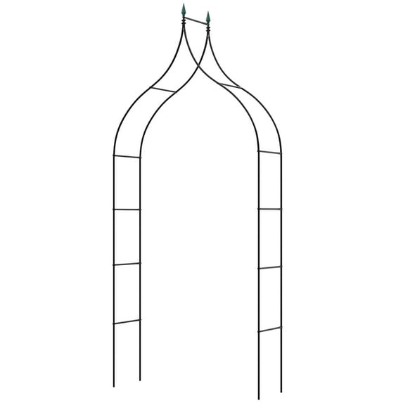 Topbuy Garden Arbor Gothic Style Decorative Metal Garden Arch Outdoor Patio Pergola for Vine Rose Climbing 1pc