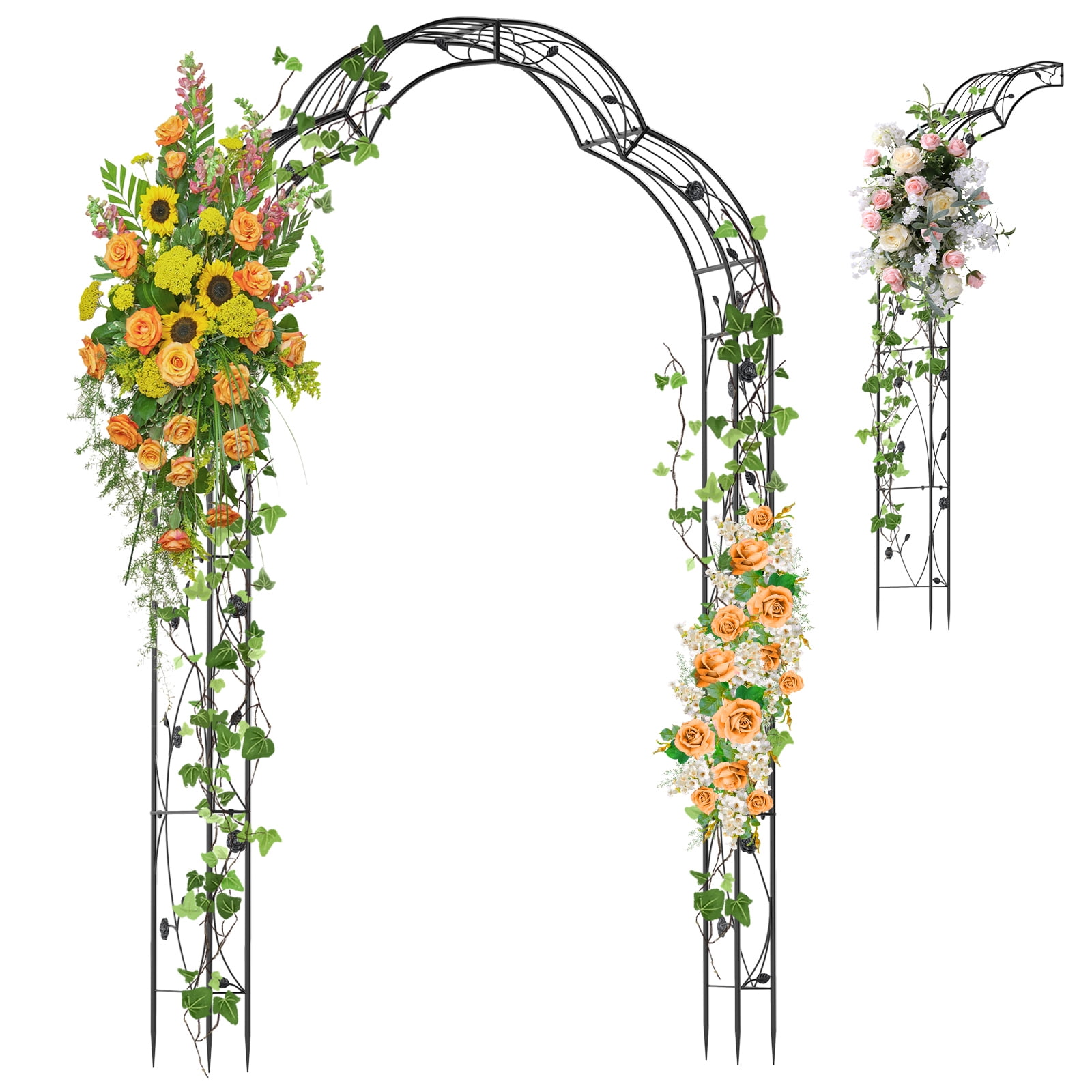 Topbuy Garden Arch Arbor Trellis, 2 Half Arches 99 Tall Metal Arbour Archway for Climbing Plants Roses Vines