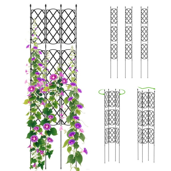 Patiojoy Garden Trellis Outdoor Plant Support Frame with Adjustable Shapes Ground Stakes Rustproof PE Coating Pipes