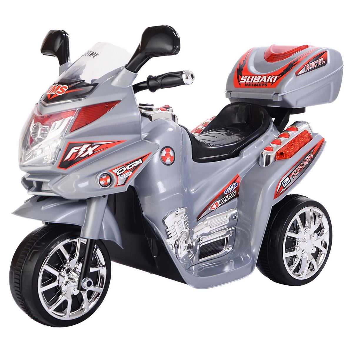 Gray 6-Volt Battery-Powered Ride-On Motorcycle