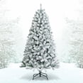 thumbnail image 1 of Topbuy 6'Hinged Artificial Christmas Tree Unlit w/ Metal Stand Premium Snow Flocked, 1 of 10
