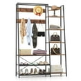 thumbnail image 1 of Topbuy Hall Tree with Storage Bench 5-in-1 Freestanding Coat Rack w/ 9 Hooks 5 Side Shelves 2 Mesh Shoe shelves, 1 of 10