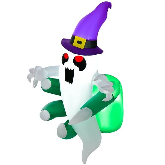 Patiojoy Inflatable Ghost Broke Out from Window Blow Up Decorations with Built-in LED Lights 3 Suction Cups Halloween Inflatable Prop