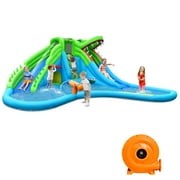 Patiojoy Inflatable Splash Crocodile Water Slide Park Climbing Wall & Pool w/780W Blower
