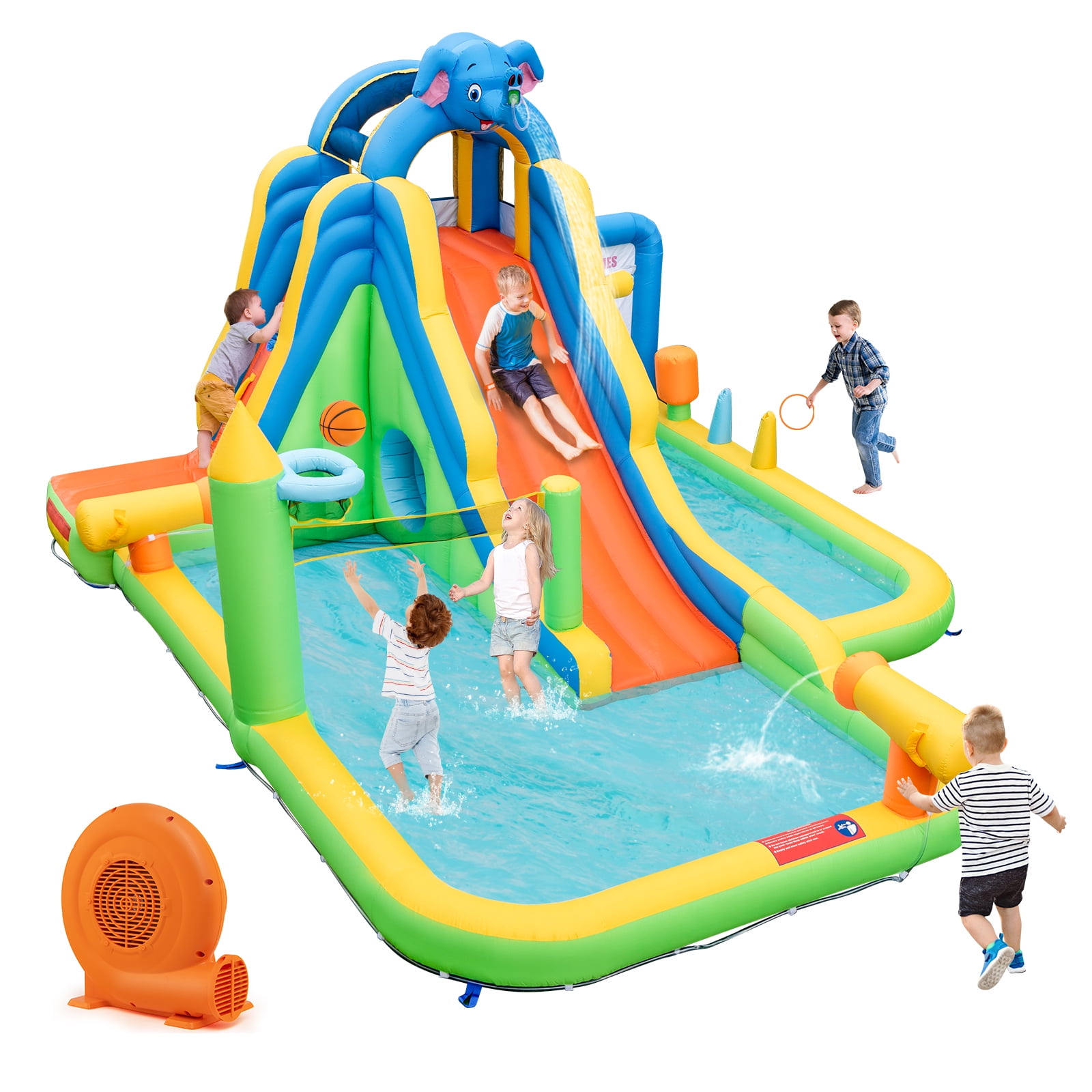 Topbuy Giant Inflatable Big Blow-up Backyard Water Slide 9-in-1