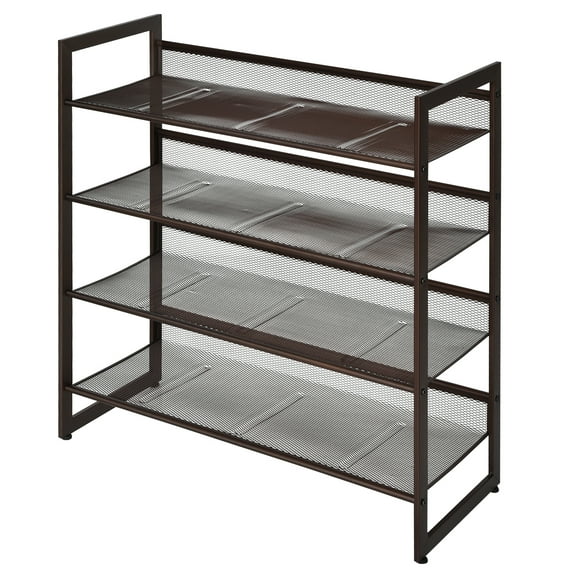 Topbuy Iron Shoe Shelf 4 Tier Space Saving Layered Shoes Shelving Shoes Storage Organizer