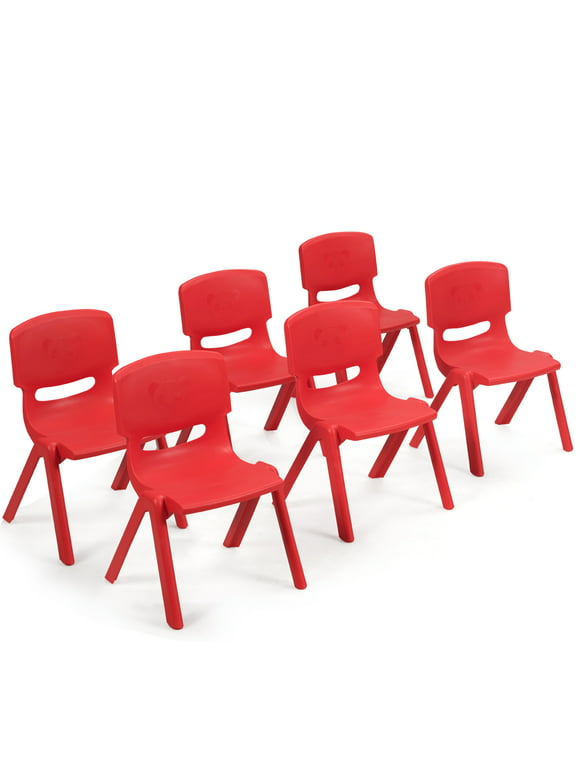 Topbuy Kids Plastic Stacking Chair (6 Pack), Red