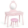 thumbnail image 1 of Topbuy Kids Princess Vanity Table Set w/ Chair Crown Mirror Pink, 1 of 7