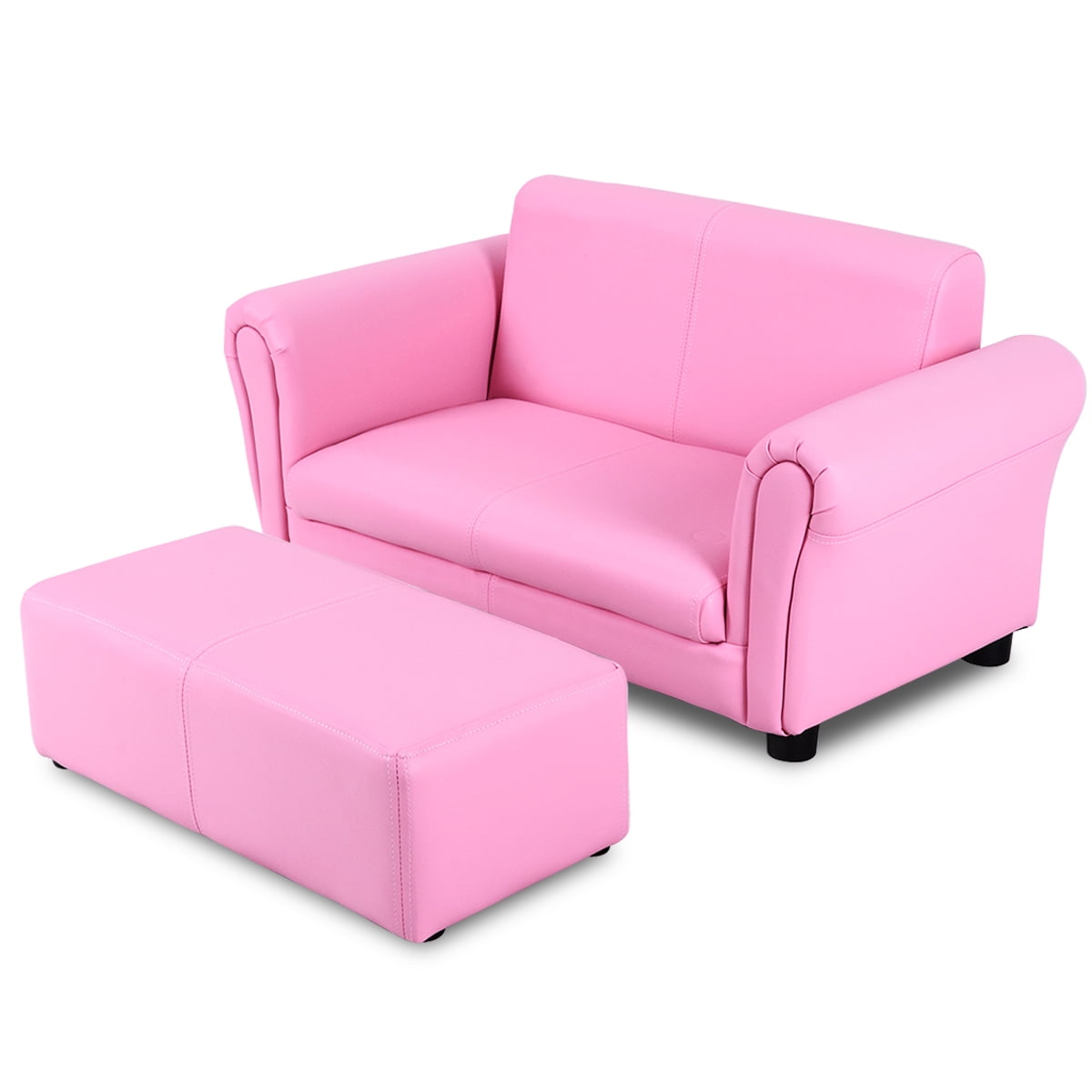 Topbuy Kids Sofa, Upholstered Lounge Children Couch with Ottoman and ...