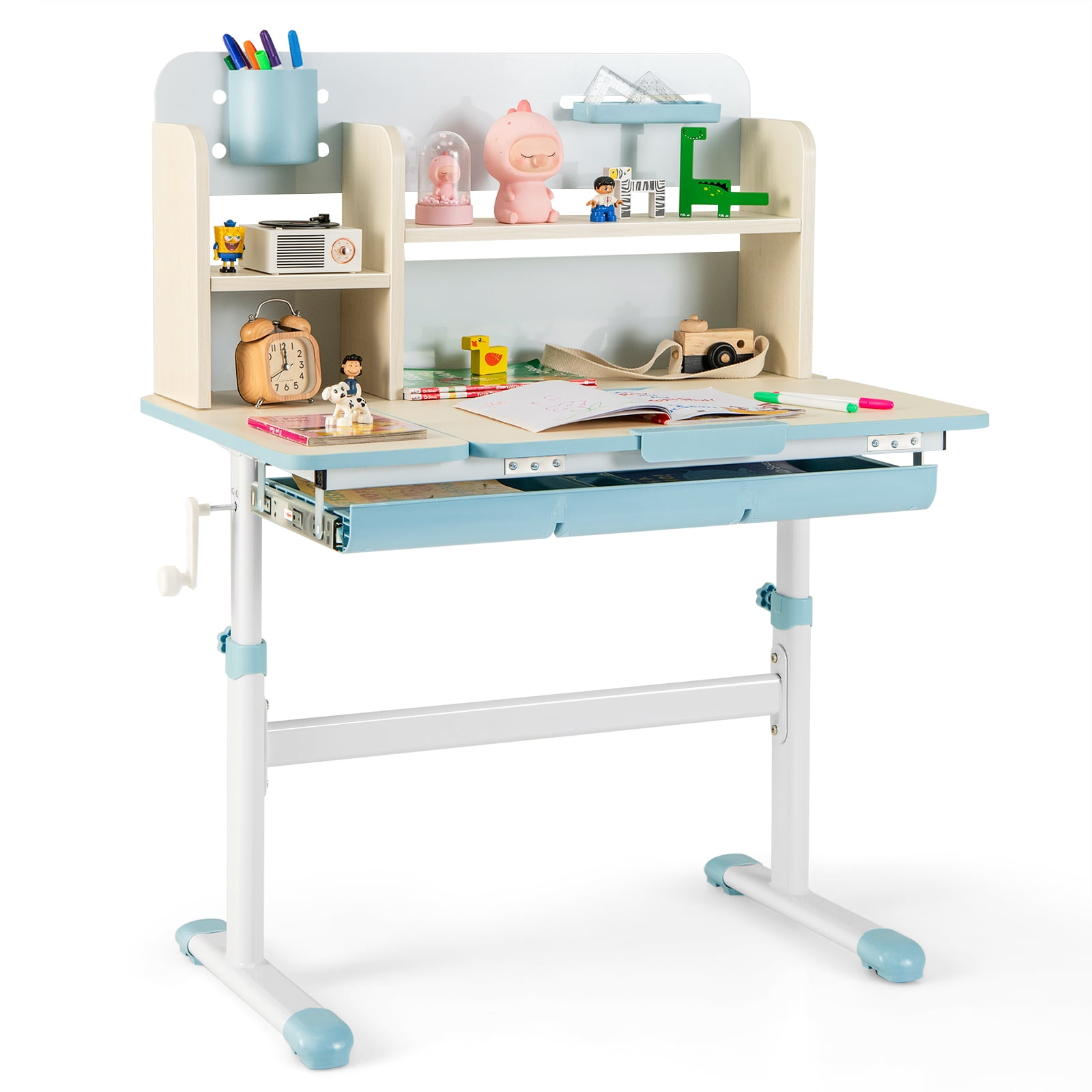 Topbuy Kids Study Desk Height Adjustable Children Writing Table w/ Tilt ...