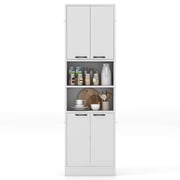Topbuy Kitchen Pantry Cabinet 75  Tall Freestanding Cupboard with Doors & Shelves Safety Hinges & Anti-tipping Devices White