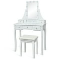 thumbnail image 1 of Topbuy LED Vanity Table Makeup Dresser Desk w/ Drawers & Cushioned Stool White, 1 of 10