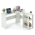 thumbnail image 1 of Topbuy Large L-shaped Computer Desk Modern Home Office Writing Desk Workstation with 2 Cable Holes & 2 Storage Shelves, 1 of 10