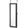 thumbnail image 1 of Patiojoy Lockable Armoire Dressing Organizer Wall Door Mounted Mirrored Jewelry Cabinet  w/ LED Lights Black, 1 of 10