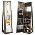 thumbnail image 1 of Topbuy Lockable Jewelry Cabinet Large Capacity Makeup Organizer with Full-Length Mirror Built-in Makeup Mirror 5 Storage Shelves, 1 of 10