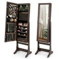 thumbnail image 1 of Patiojoy Lockable Lighting Mirrored Jewelry Cabinet Dressing Storage Box with LED lights Brown, 1 of 9