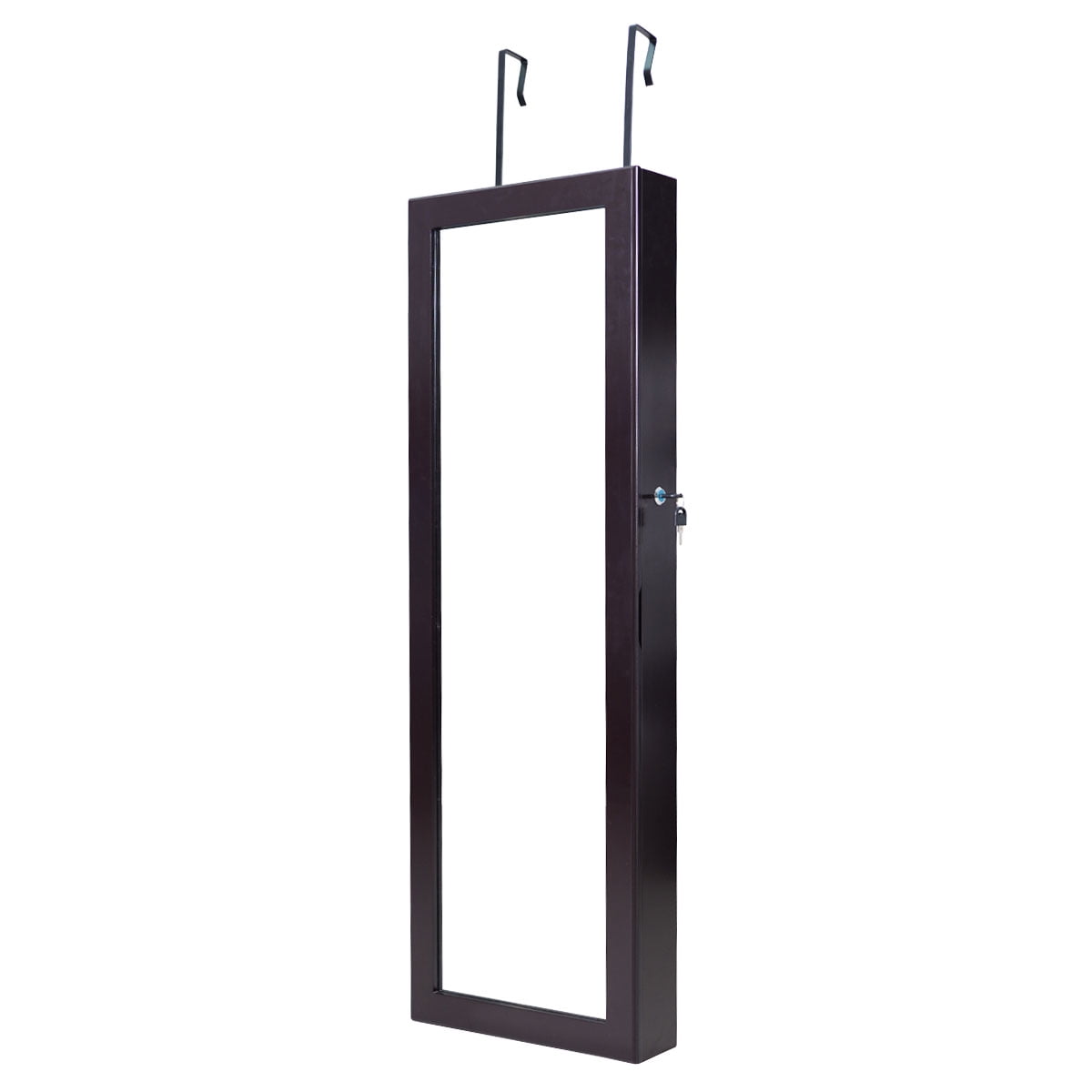 Topbuy Lockable Wall Door Mount Mirrored Cabinet Jewelry Organizer