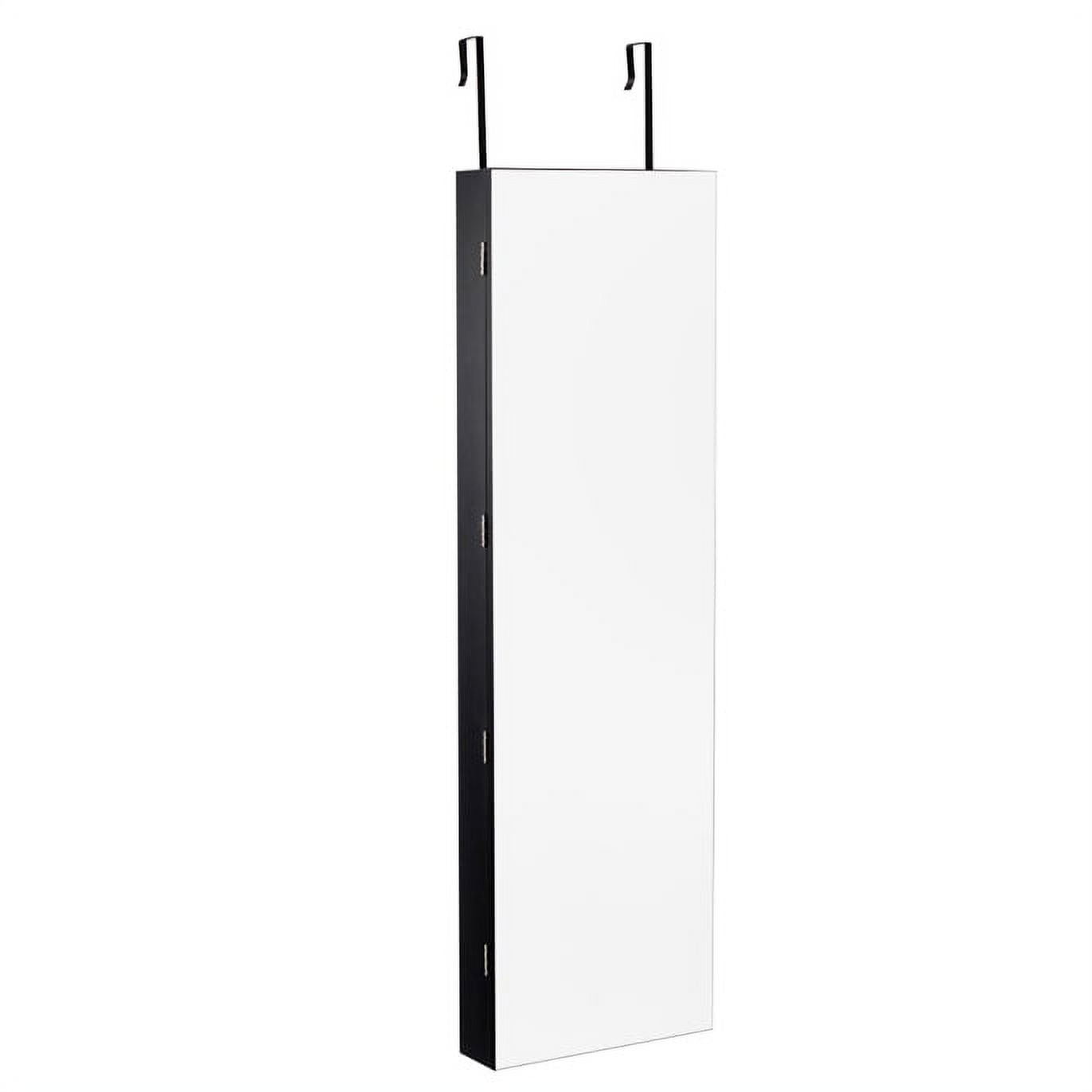 Patiojoy Lockable Wall Door Mounted Storage Organizer Mirrored Jewelry Cabinet w/ Lights Black