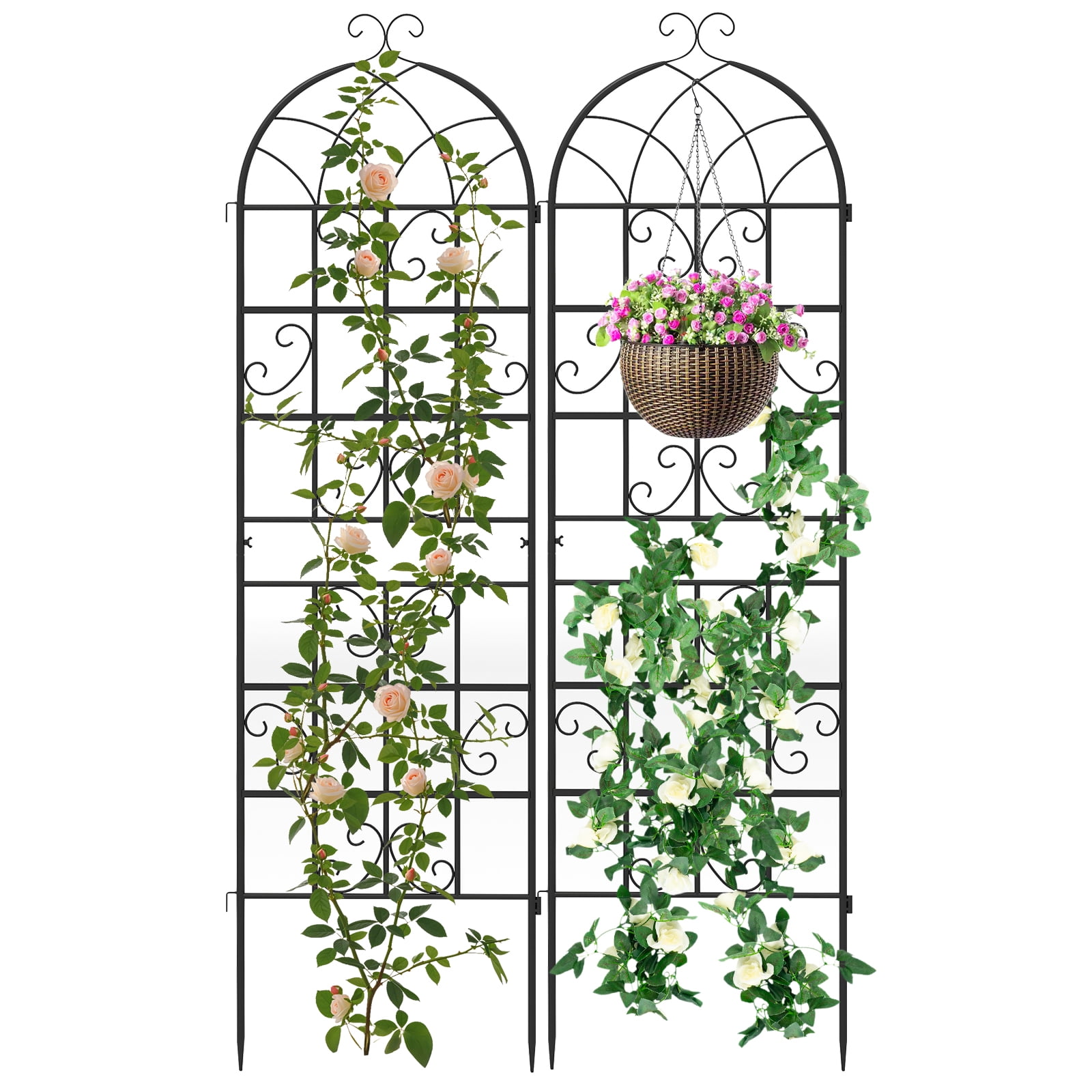 Patiojoy Metal Garden Trellis for Climbing Plants 2 Pack Fence Trellis Panels 71�� Tall Retro Style Cucumber Trellis