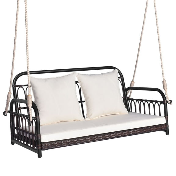 Topbuy Metal Hanging Porch Swing with Cushions